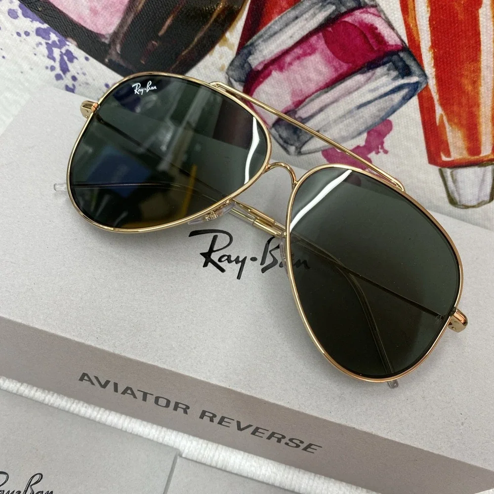 Ray-Ban Aviator Reverse Sunglasses ORBRO101S ARISTA DARK GREEN MIRROR59mm w/case
